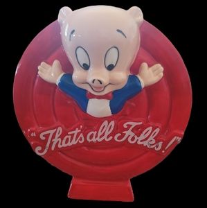 1989 Vintage Looney Tunes Ceramic Coin Bank Warner Bros Porky Pig "That's....